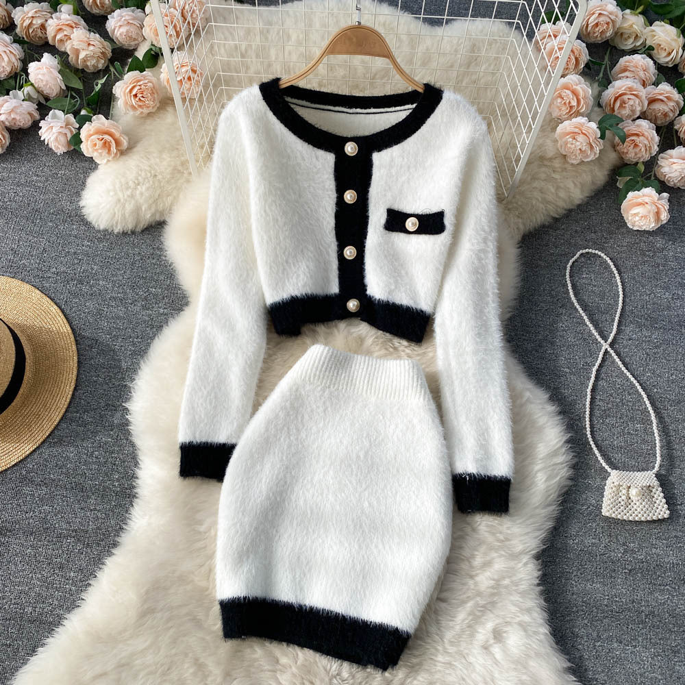 Sweater Skirt Two-Piece Suit
