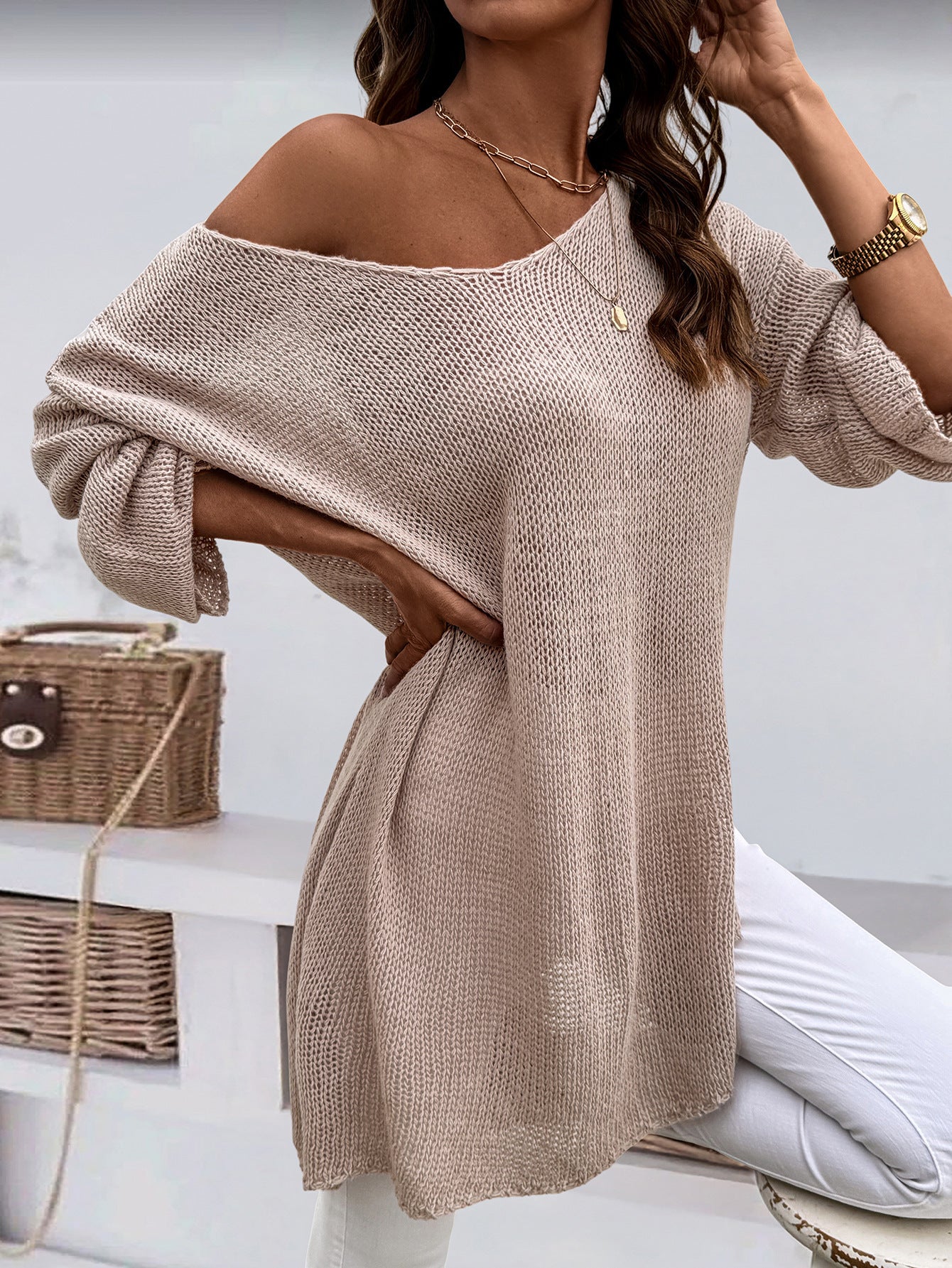 V-neck Pullover Knitted Sweater