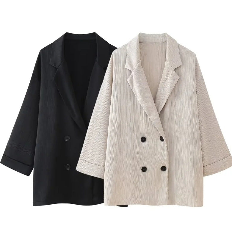 Ruffled Suit Jacket Casual Trousers Suit