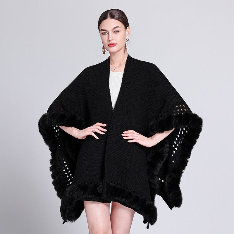 Knitted Cape And Shawl Sweater Coat