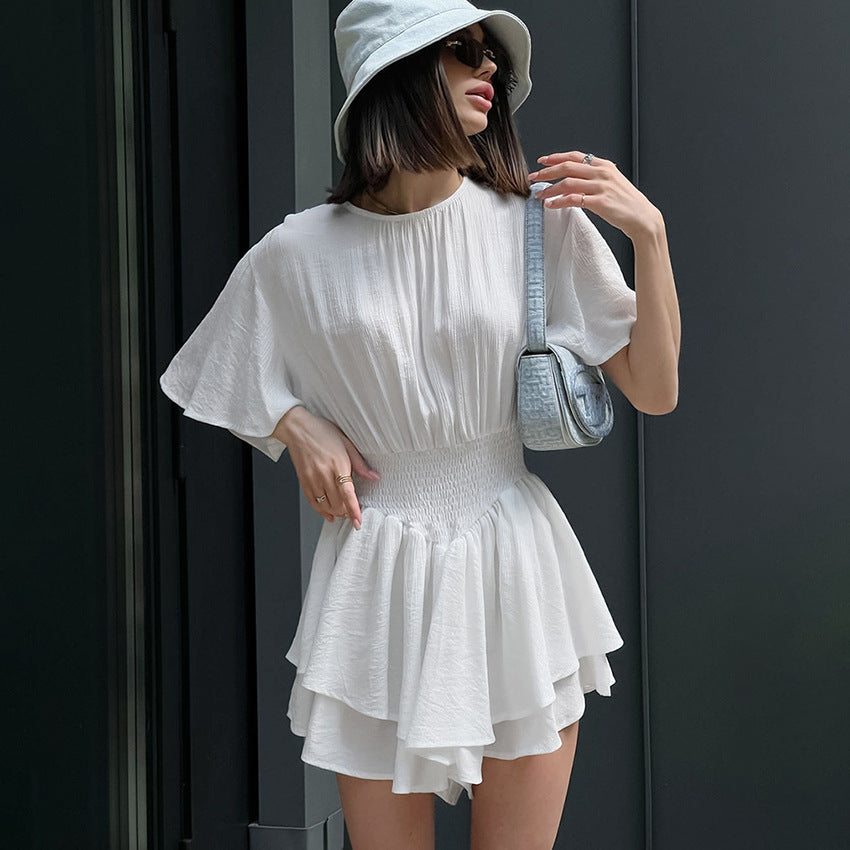 Fashionable Elegant French Lotus Leaf Dress