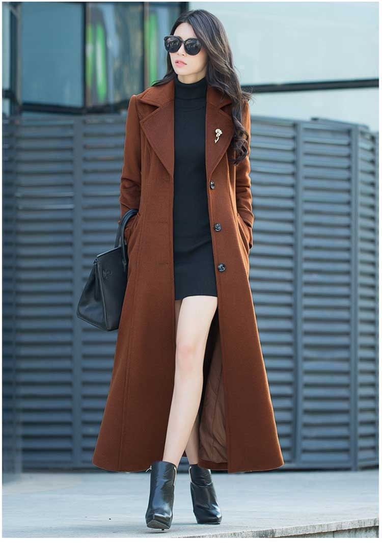 Wool Slim-fit Hepburn Style Overcoat