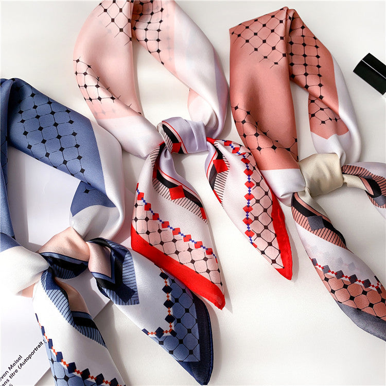 Elegant Geometry Print Square Scarf Women