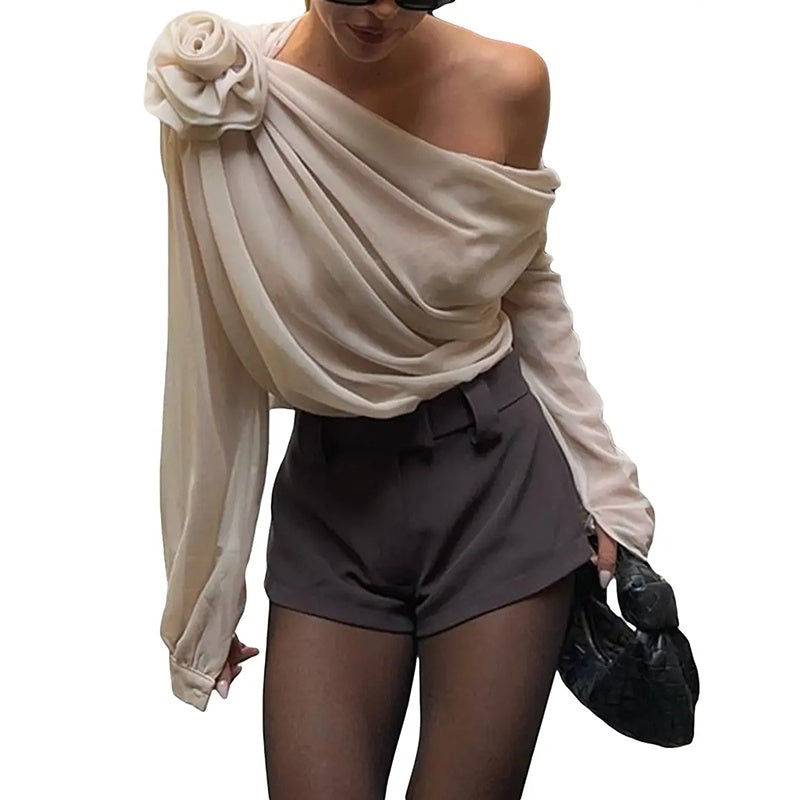 Off Shoulder Elegant Long Sleeve Blouse