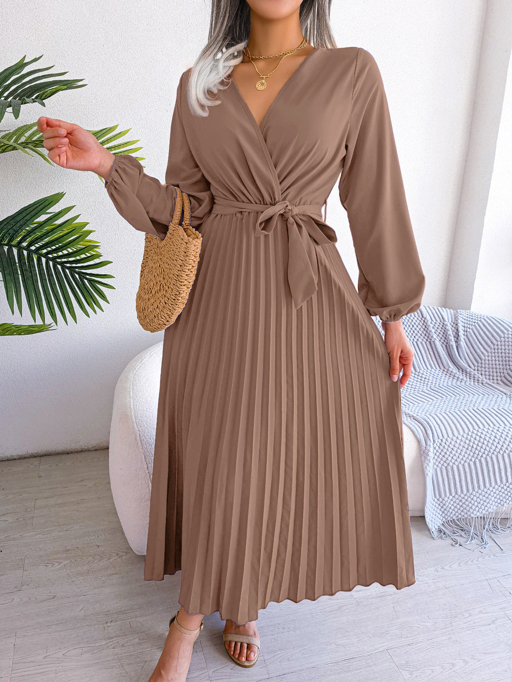 Fashionably Elegant Cross Pleated Maxi Dress