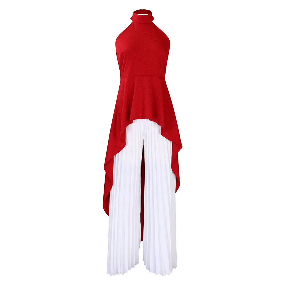 Fashion Casual Set Socialite Backless Top Wide-leg Trousers