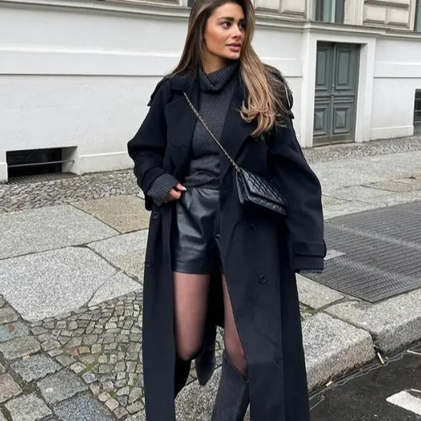Lapel Long Overcoat