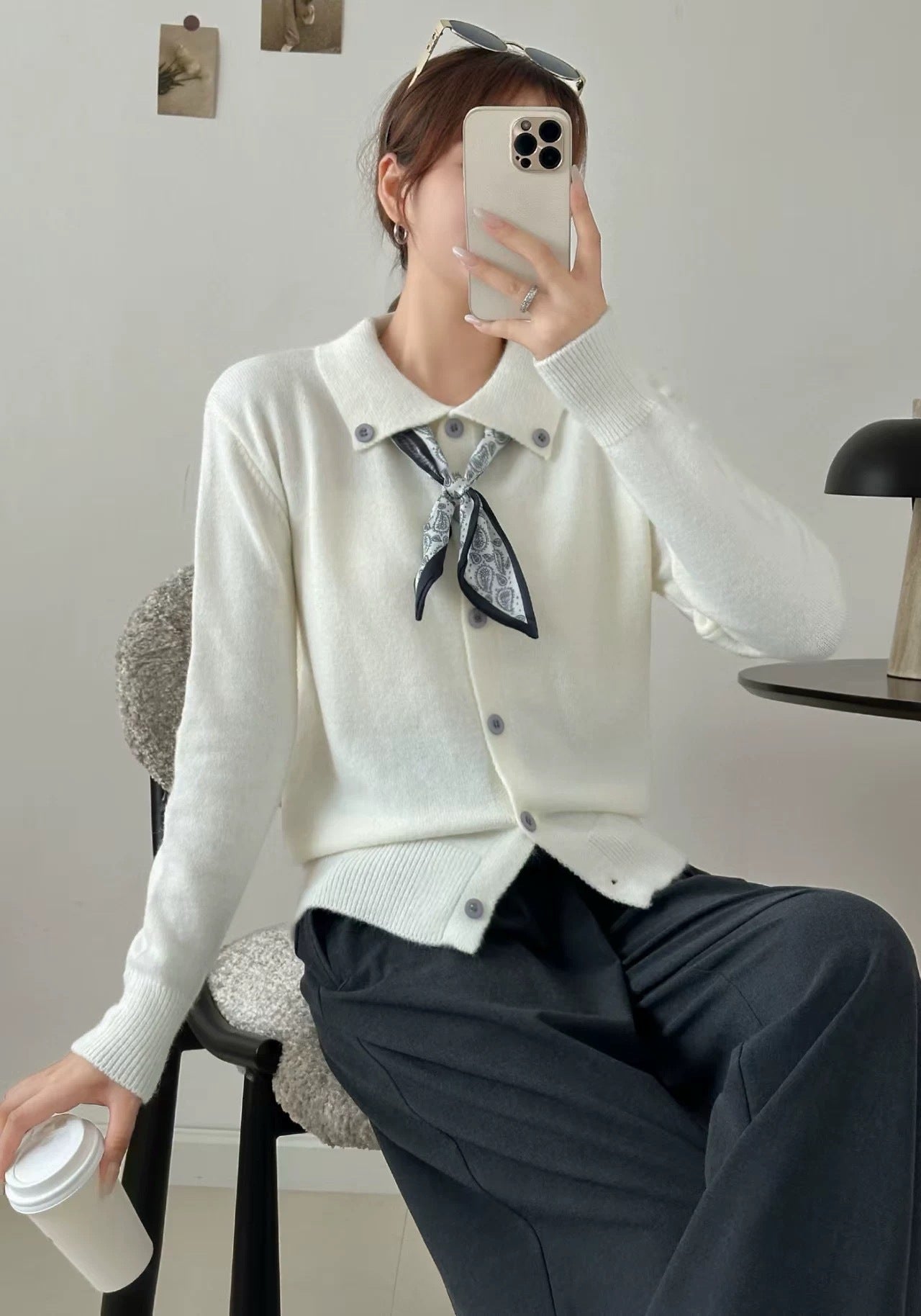 Lapel Scarf Sweater