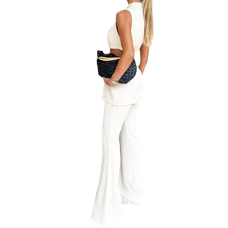 Solid Color Hollow-out Two-piece Set