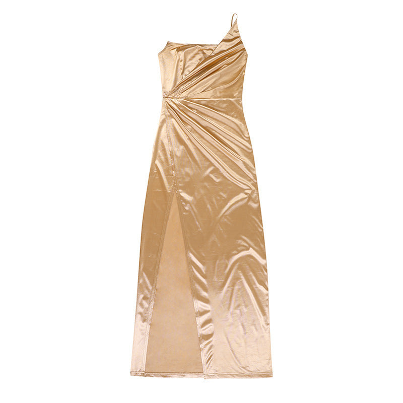 Fishbone Waistband Slit Dress