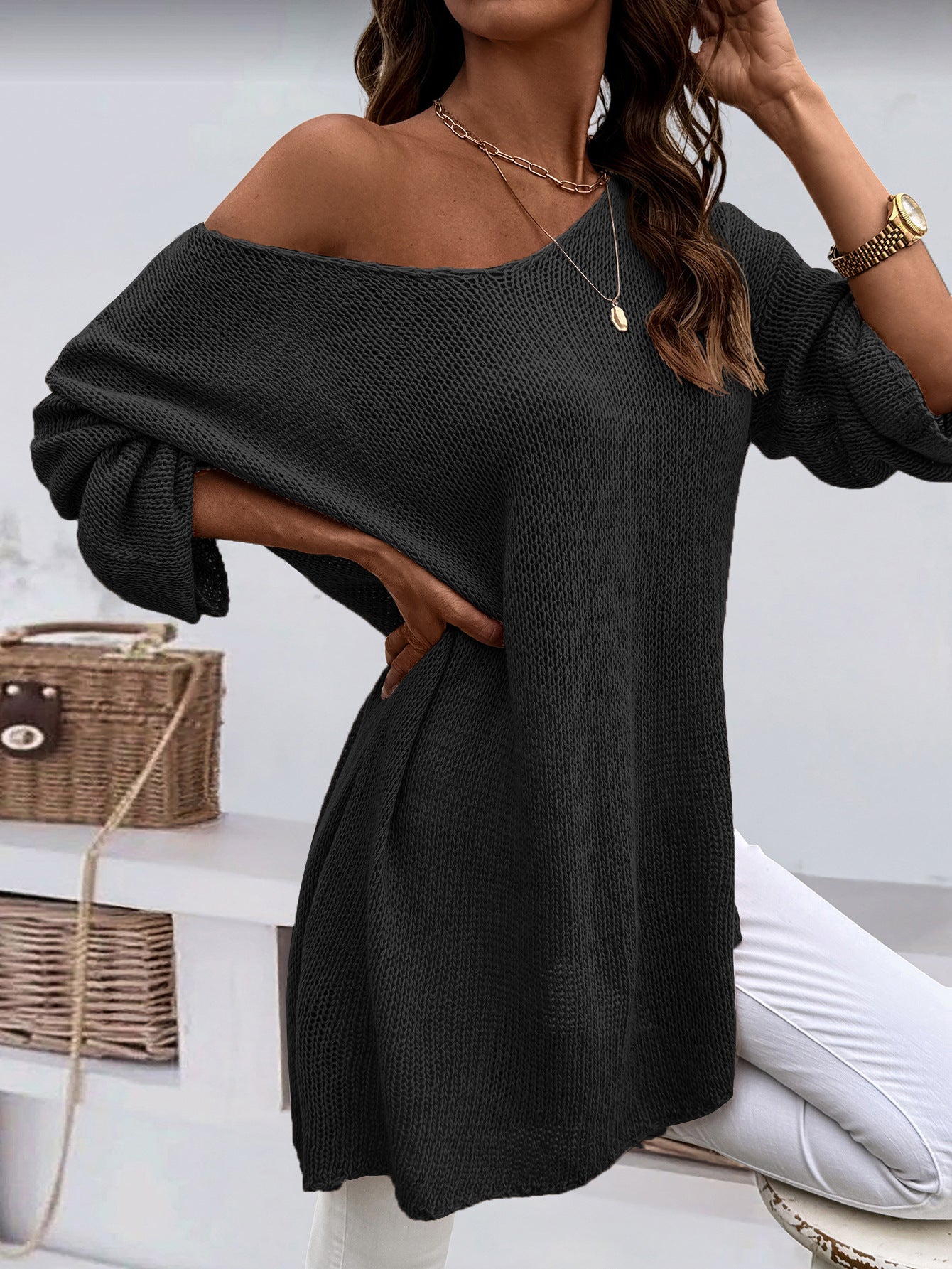 V-neck Pullover Knitted Sweater