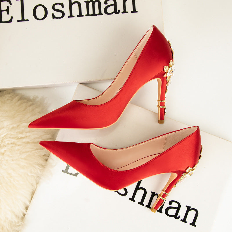 Pointed Toe Satin Pumps