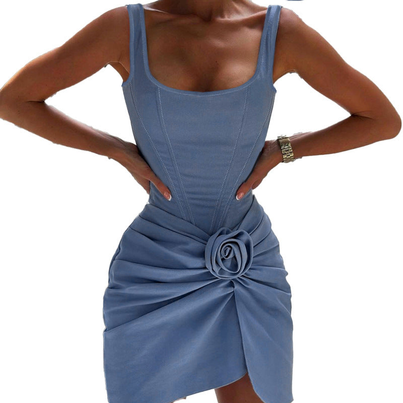Flowers Denim Dress