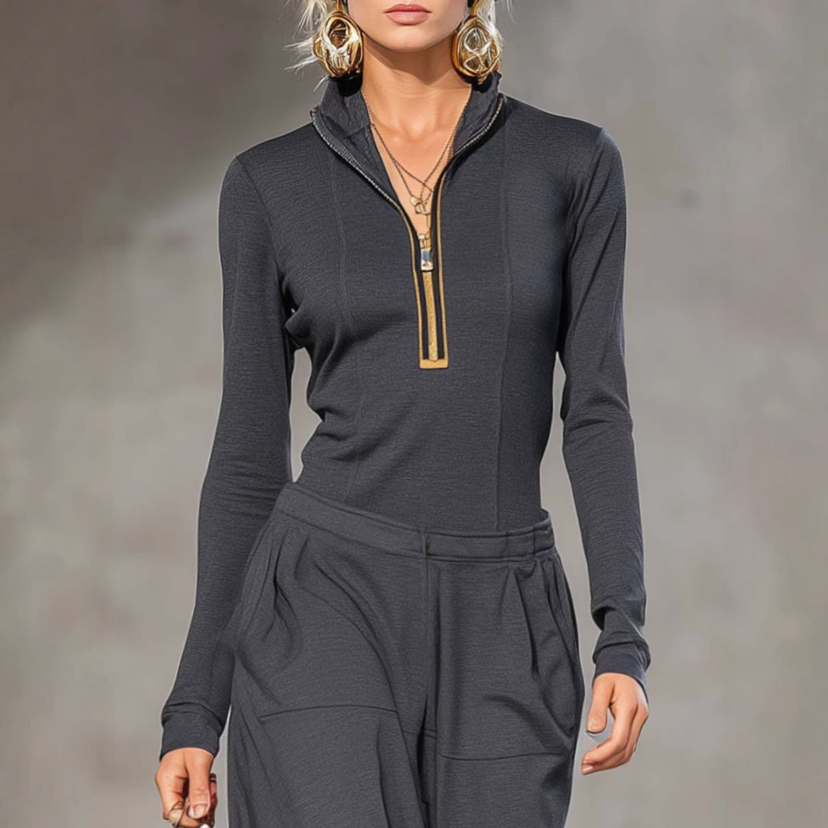 Top Wide LegTrousers Two-piece Set