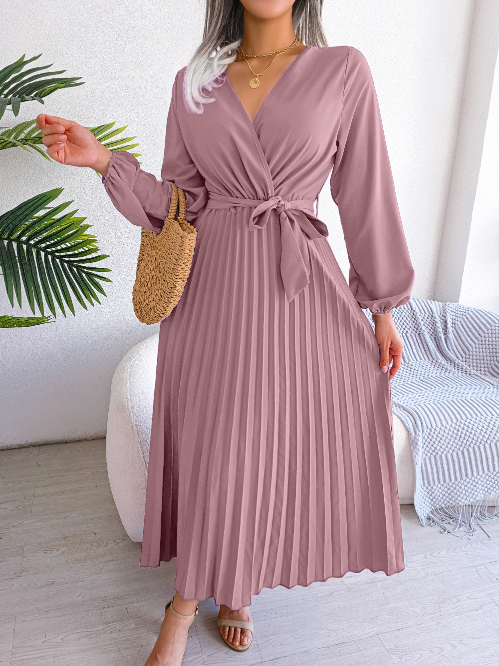 Fashionably Elegant Cross Pleated Maxi Dress