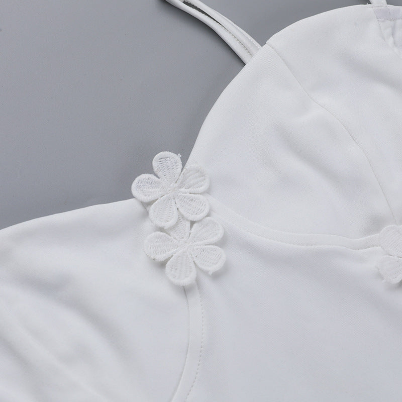 Three-dimensional Flower Suspender Dress