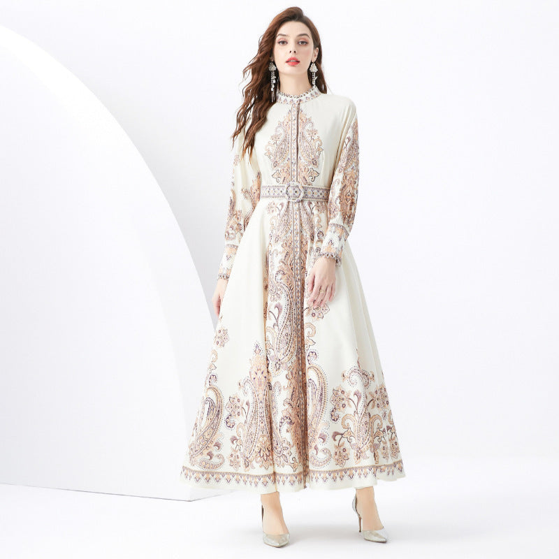 Vintage Court Style Printed Dress