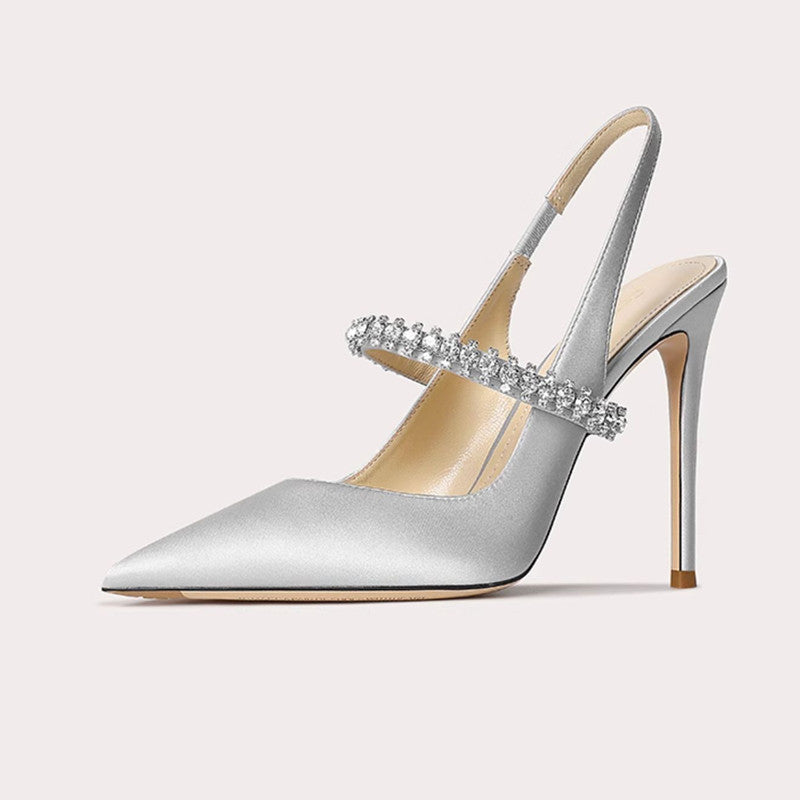 Slim Toe Pointed Leather High Heels