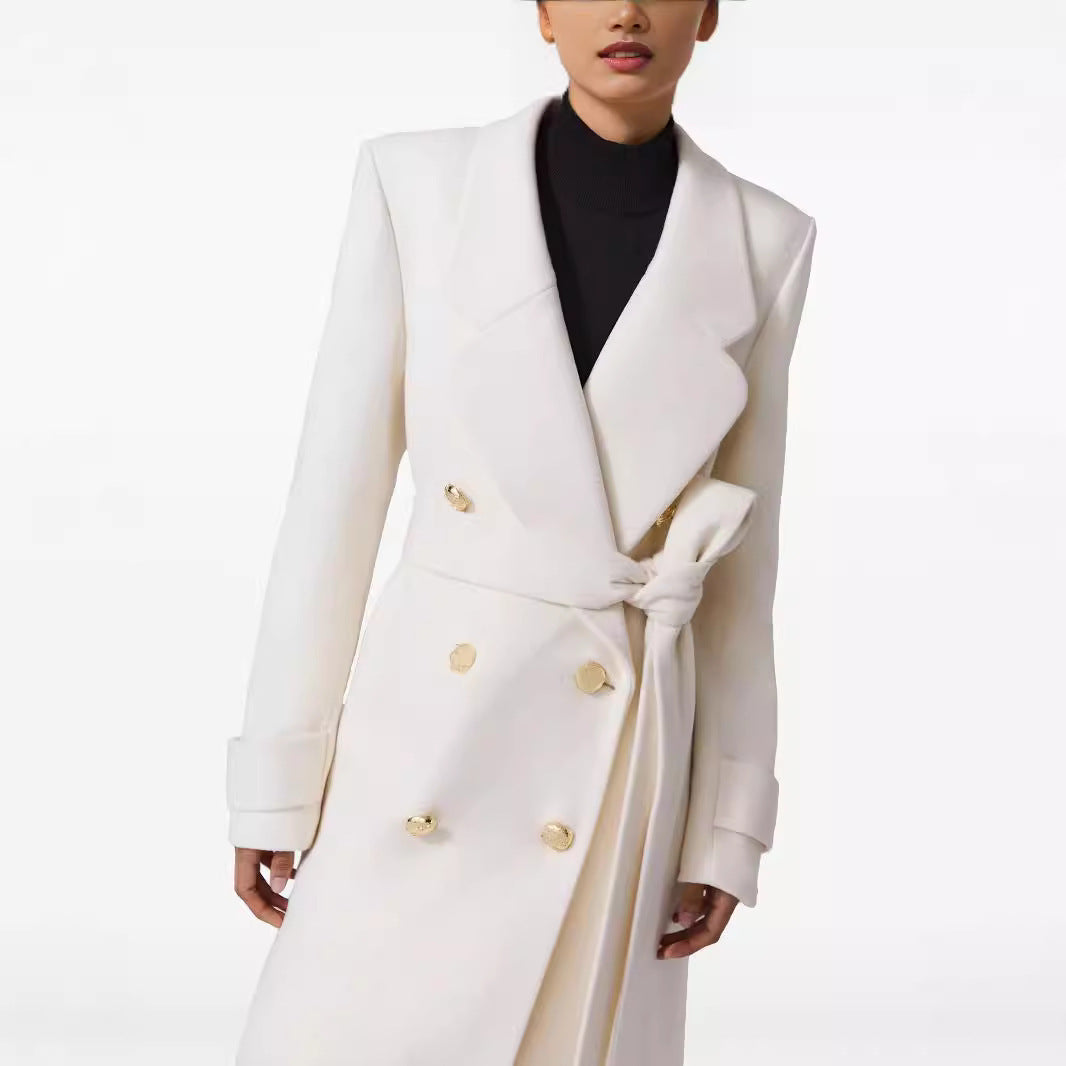 Lace Up Slim Fit Overcoat