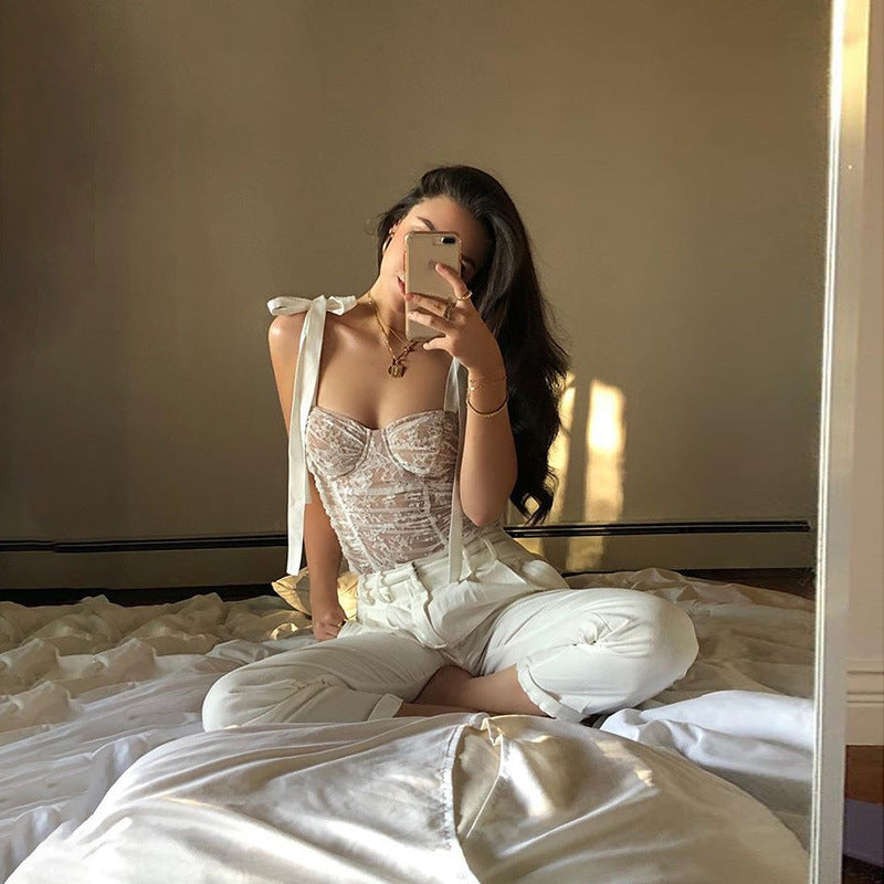 Tulle Vest And Small Suspender Blouse