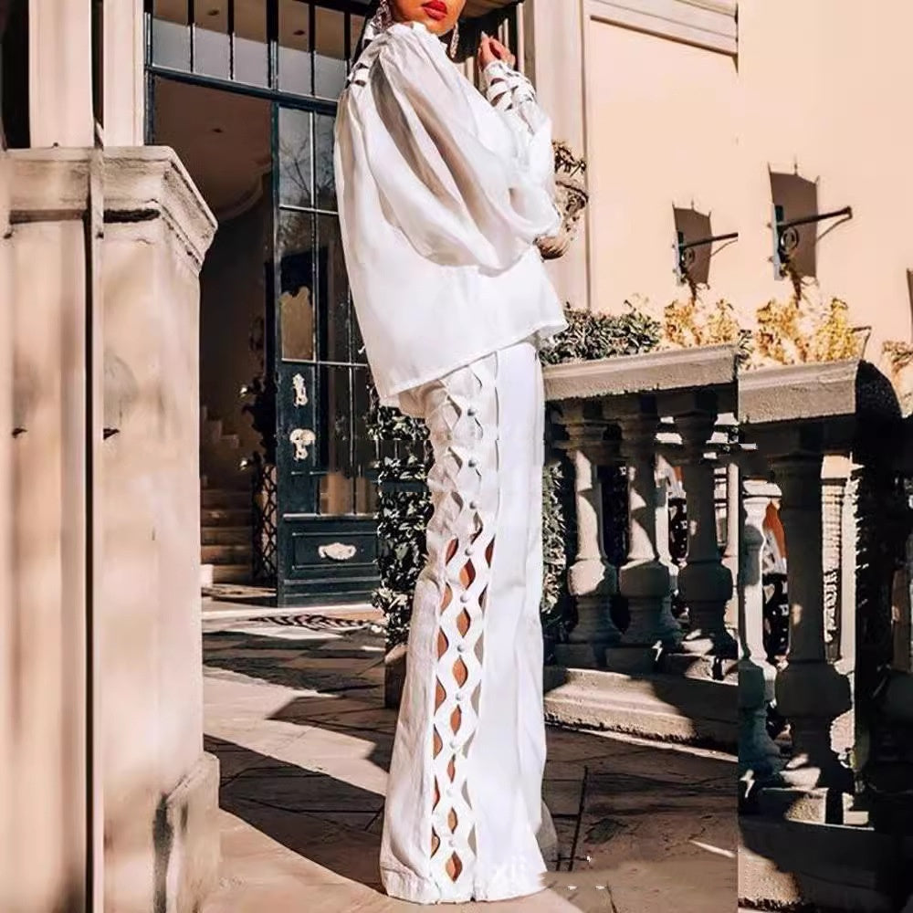 Lace Blouse And Pants Set