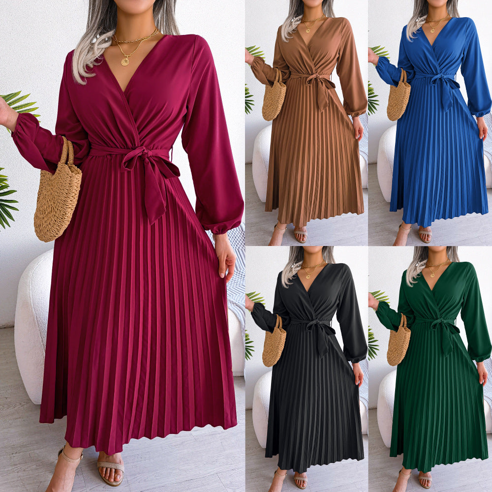 Fashionably Elegant Cross Pleated Maxi Dress