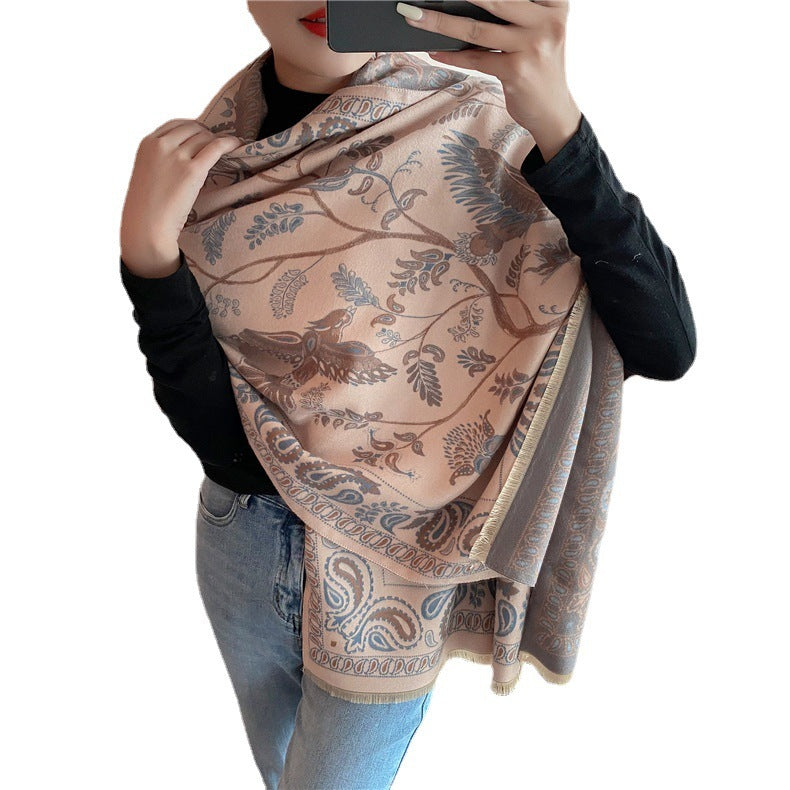 Retro Style Blue Bird Scarf