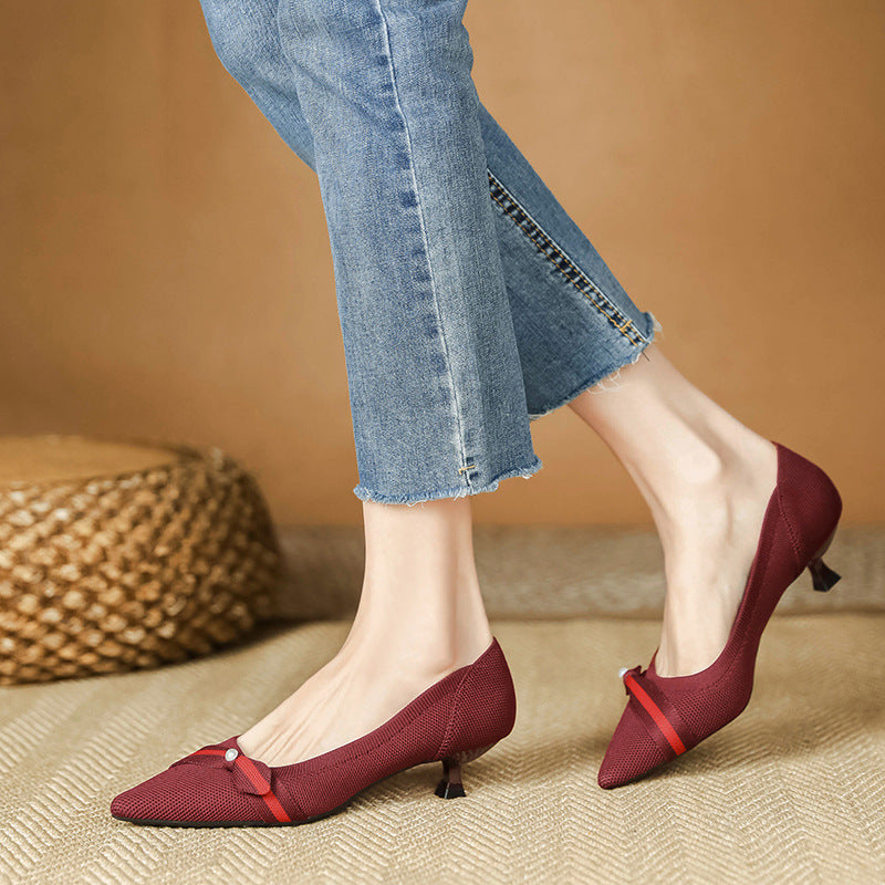 Woven Low-cut Pointed-toe Shoes