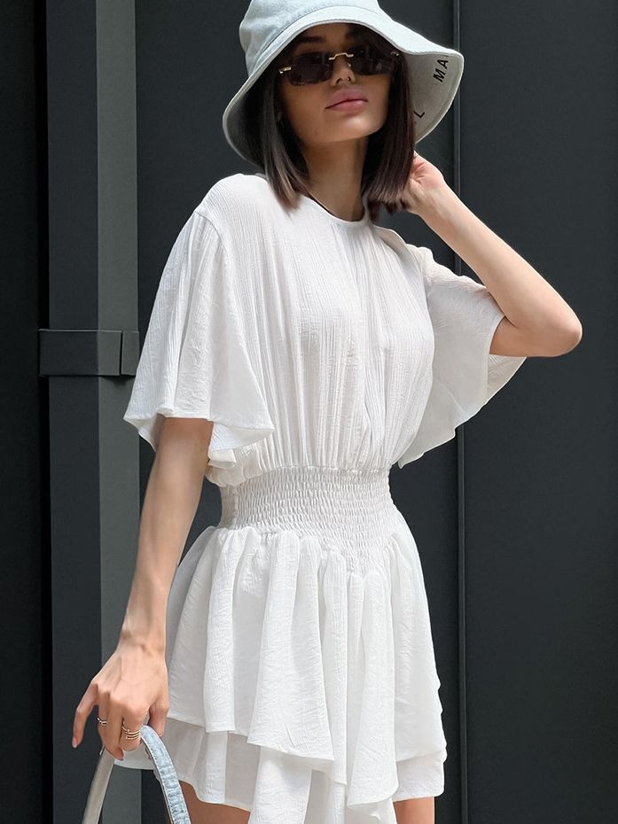 Fashionable Elegant French Lotus Leaf Dress