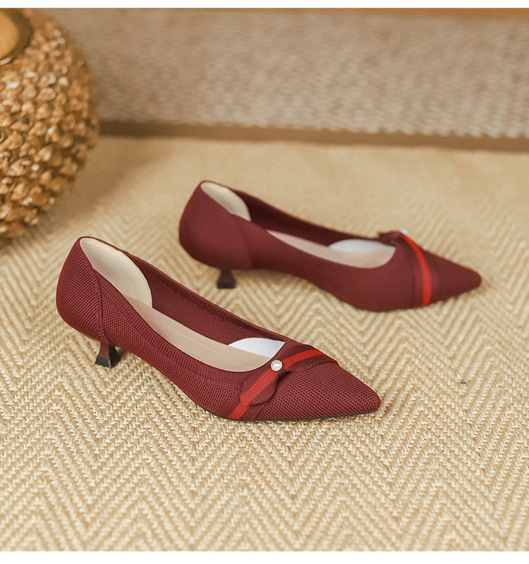 Woven Low-cut Pointed-toe Shoes