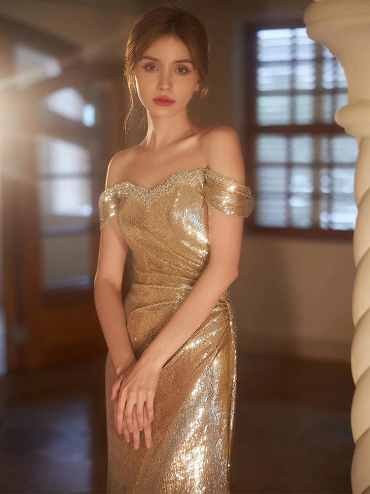 Off-shoulder Banquet Dress