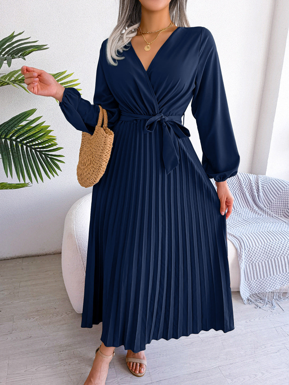 Fashionably Elegant Cross Pleated Maxi Dress