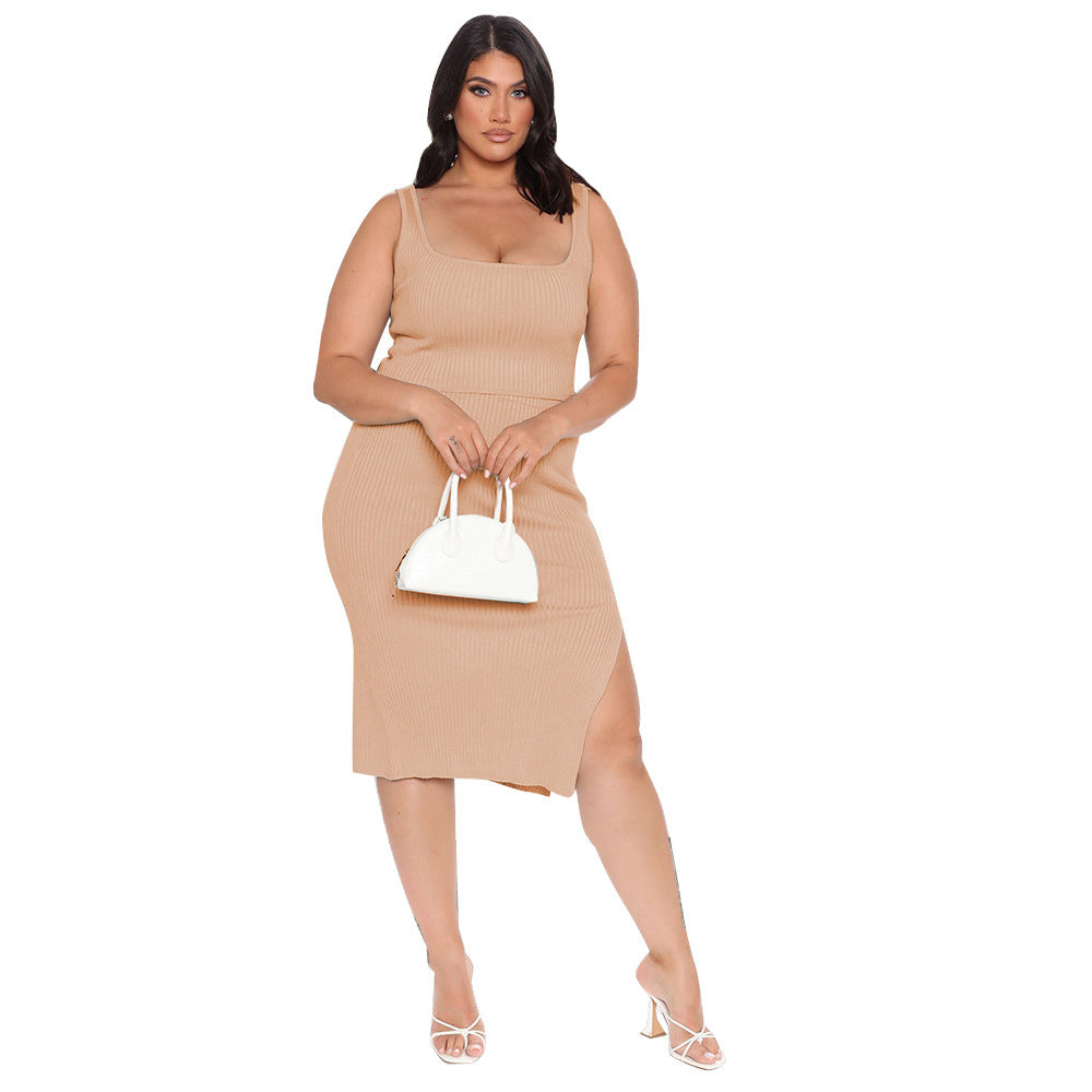Plus Size Solid Color Dress