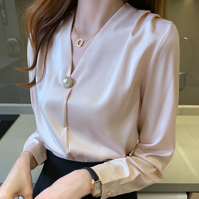 V-neck Chic Long-sleeve Blouse