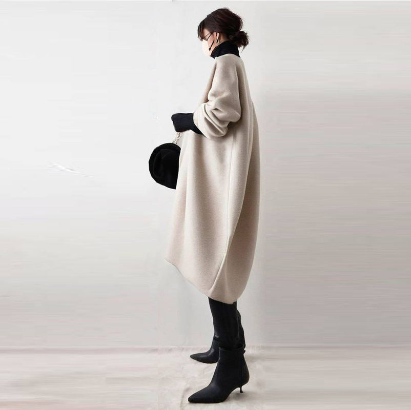 Long Sleeve Mid-length Woolen Coat
