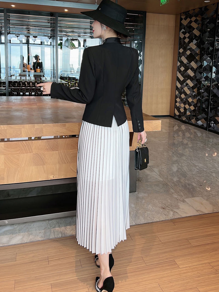 Two Piece Black & White Suit