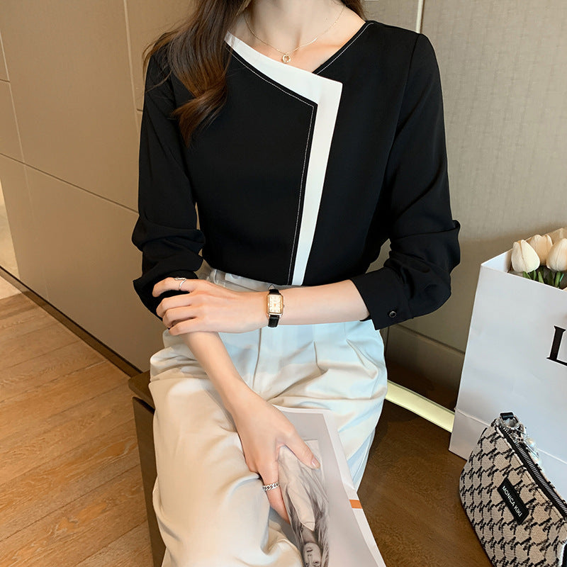Loose Long-sleeved Chiffon Blouse