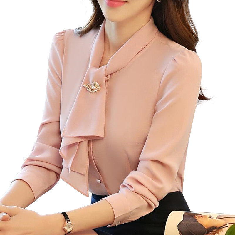 Solid Color Chiffon Blouse