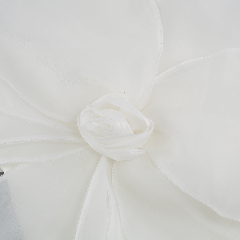 High-end Oblique Shoulder Decorative Flower Dress