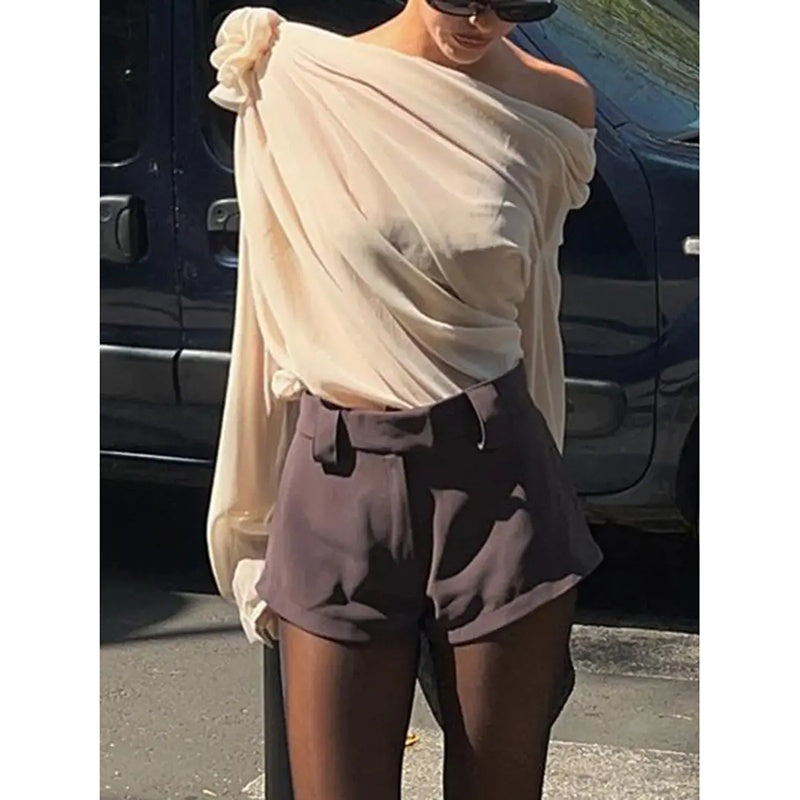 Off Shoulder Elegant Long Sleeve Blouse