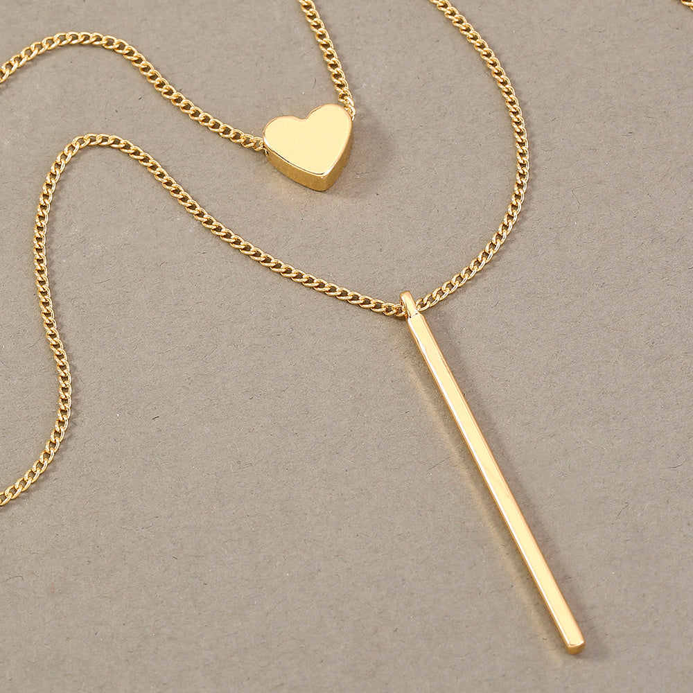 Safety Pin Pendant Multi-layer Copper Collarbone Chain Necklace Woman