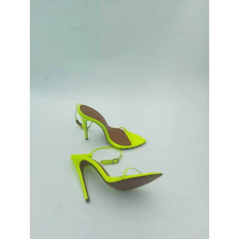 Metal Toe Cap Thin Strap Sandals