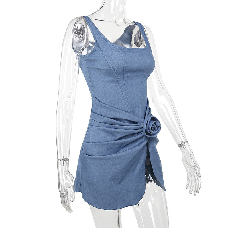 Flowers Denim Dress
