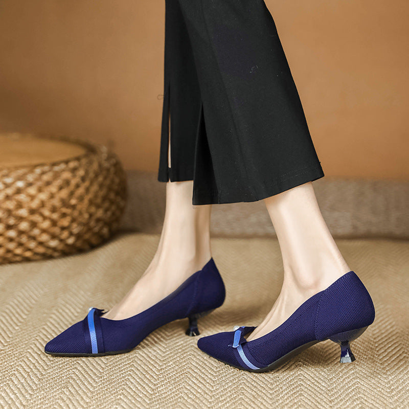 Woven Low-cut Pointed-toe Shoes