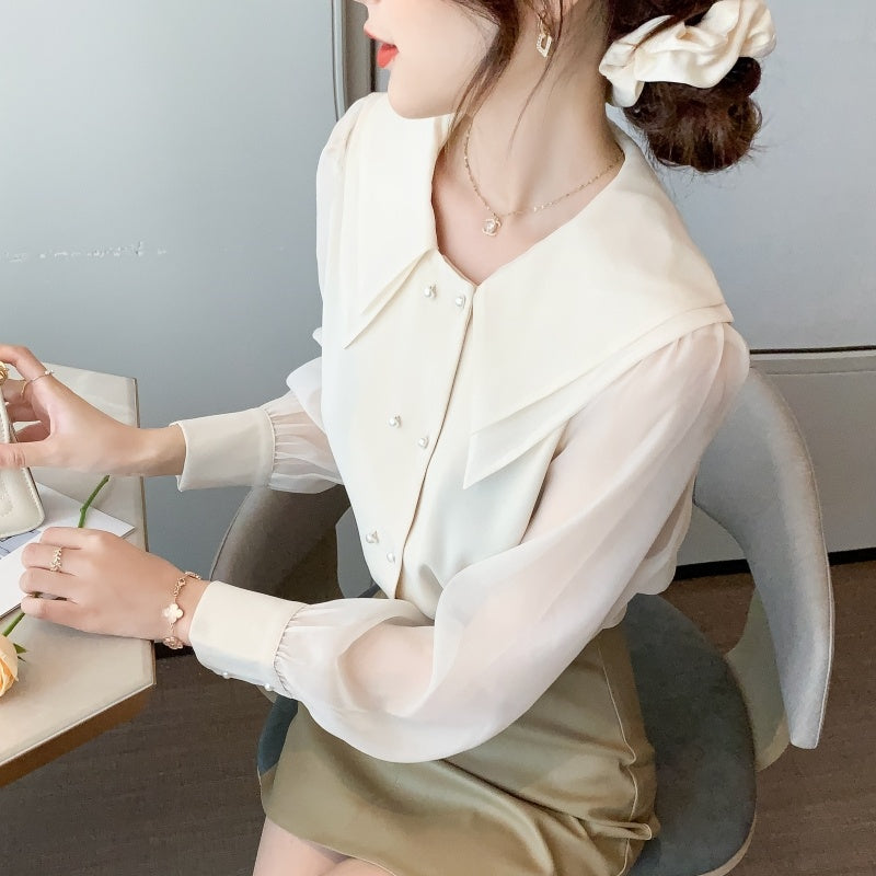 Long Sleeve Double Layer Blouse