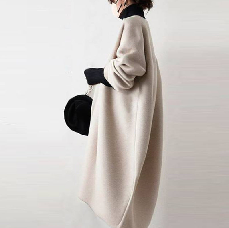 Long Sleeve Mid-length Woolen Coat