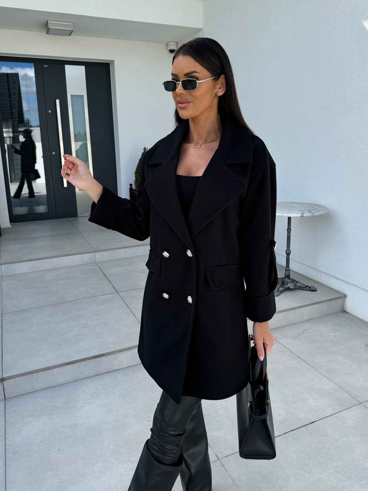 H-shaped Suit Collar Woolen Coat