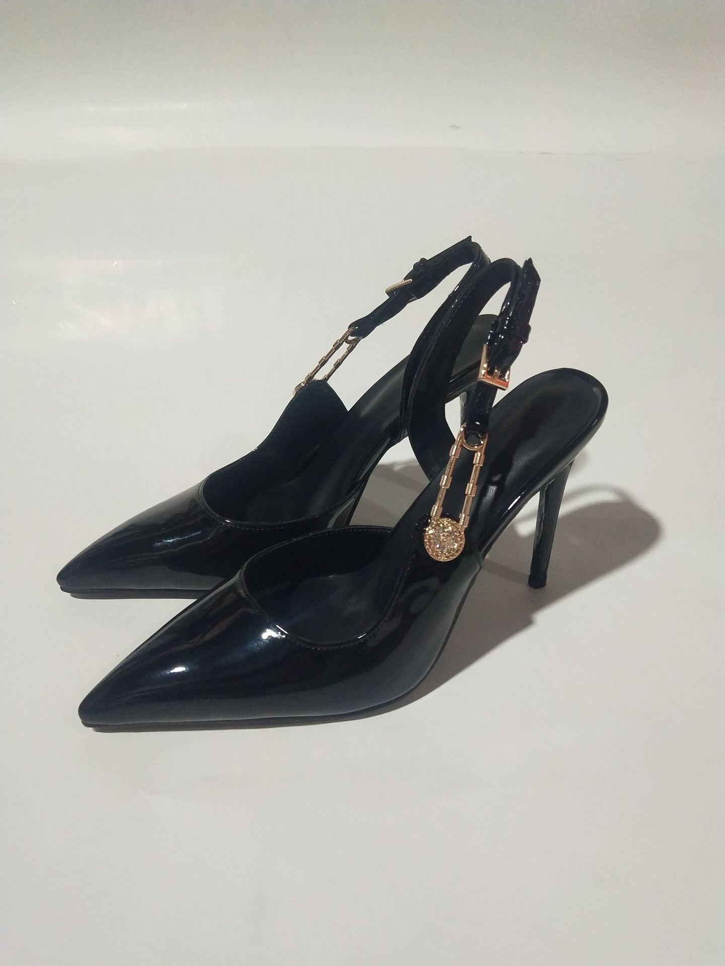 Rhinestone Pointed Toe Strap Heels