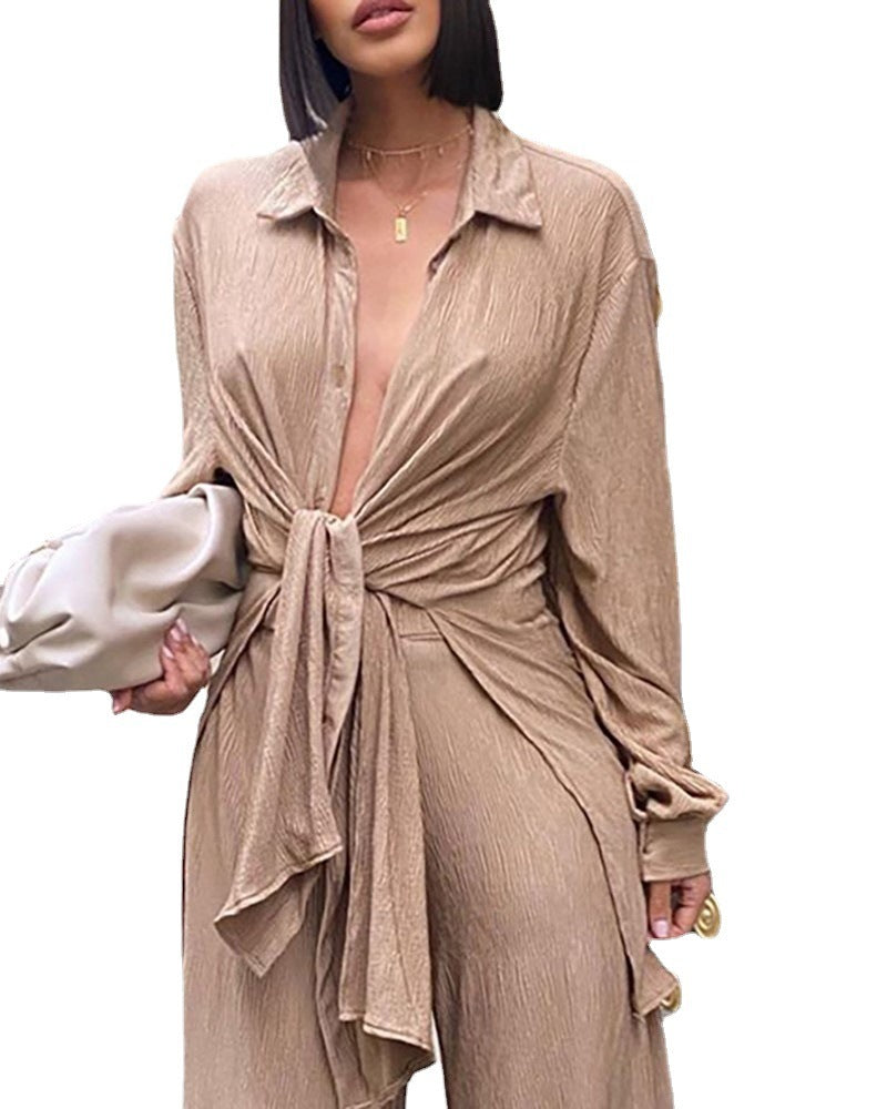 Elegant Wide Leg Pants Suit