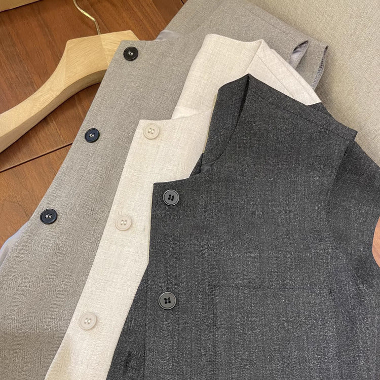 Loose Round Neck Sleeveless Suit Vest